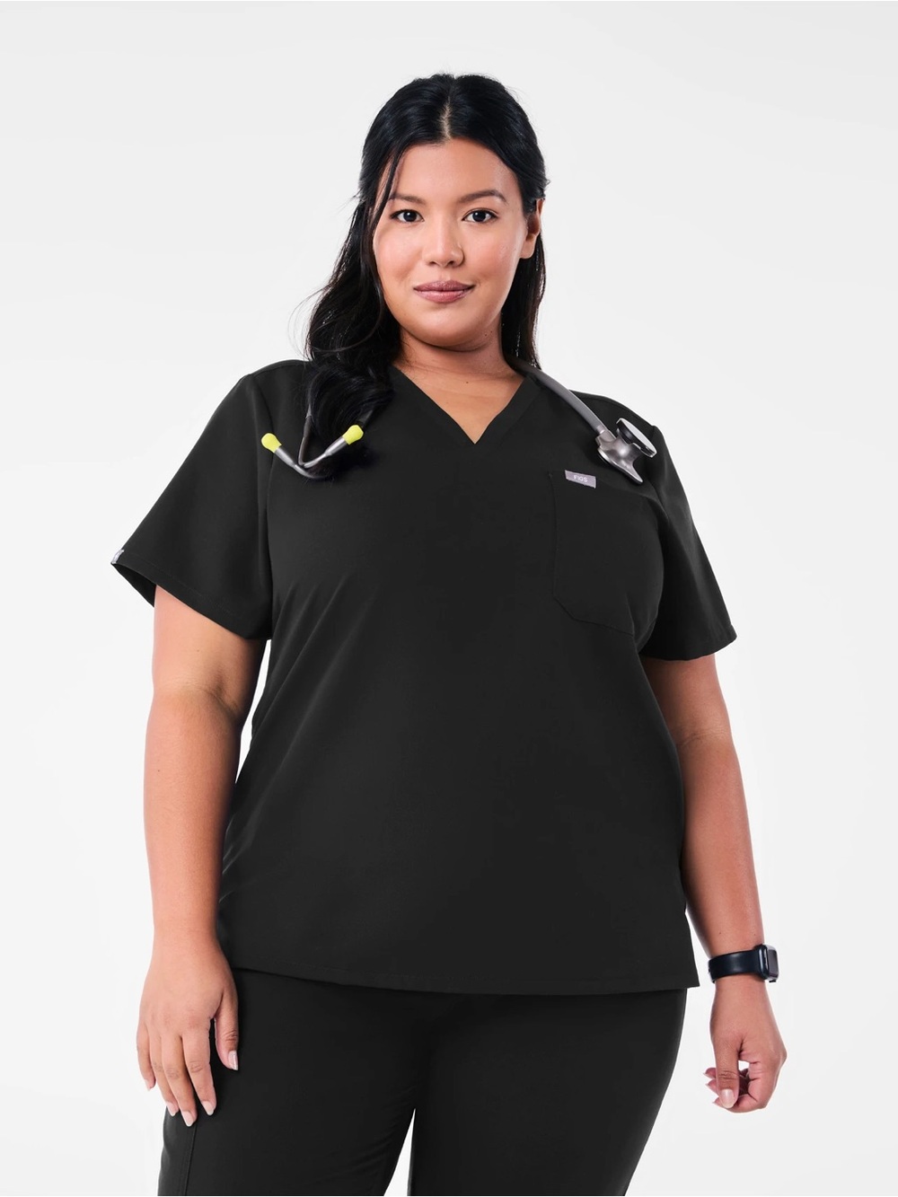 FIGS Set of 2: Catarina Black V-Neck Scrub Top with 1 Pocket, Size XXL